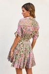 PAISLEY PATCHWORK FLARE DRESS- EVERGREEN