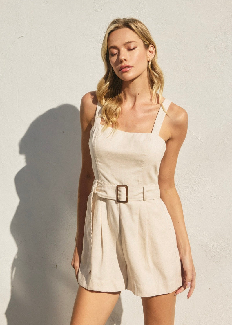 HEAVEN SENT LINEN ROMPER- OATMEAL