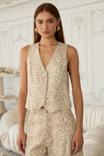 COTTON TWILL VEST- BEIGE