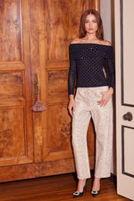 COTTON TWILL SNAKE PANT- BEIGE