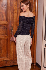COTTON TWILL SNAKE PANT- BEIGE