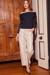 COTTON TWILL SNAKE PANT- BEIGE