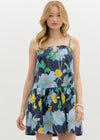 FLORAL U MINI DRESS- NAVY