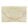 ROSE BEADED CLUTCH- IVORY