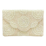 ROSE BEADED CLUTCH- IVORY