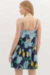 FLORAL U MINI DRESS- NAVY