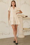 TWIST FRONT VEGAN LEATHER DRESS- IVORY