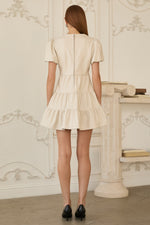 TWIST FRONT VEGAN LEATHER DRESS- IVORY