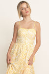 EYELET BUTTON MIDI CAMI DRESS- YELLOW