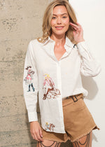EMBROIDERED COWGIRL SHIRT- WHITE