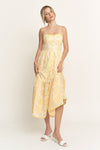 EYELET BUTTON MIDI CAMI DRESS- YELLOW