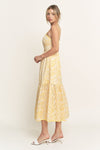 EYELET BUTTON MIDI CAMI DRESS- YELLOW