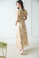 FLORAL BELL MAXI DRESS- NATURAL