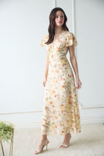 FLORAL BELL MAXI DRESS- NATURAL