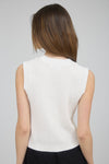 GOLD BUTTON KNIT VEST- WHITE