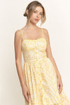 EYELET BUTTON MIDI CAMI DRESS- YELLOW