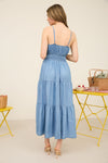 CHAMBRAY TIER MIDI DRESS- CHAMBRAY
