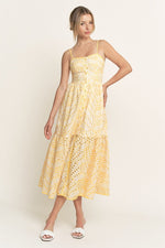 EYELET BUTTON MIDI CAMI DRESS- YELLOW