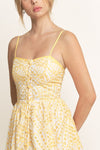 EYELET BUTTON MIDI CAMI DRESS- YELLOW