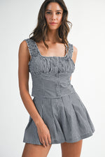 GINGHAM PLAID TOP- BLACK/WHITE