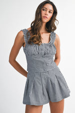 GINGHAM PLAID TOP- BLACK/WHITE