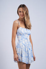 MONTANA  PRINTED MINI DRESS- BLUE