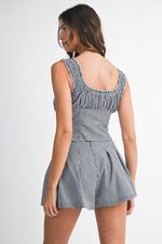 GINGHAM PLAID TOP- BLACK/WHITE