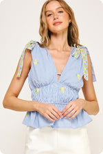 LEMON STRIPED TOP- BLUE