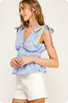 LEMON STRIPED TOP- BLUE