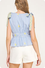 LEMON STRIPED TOP- BLUE