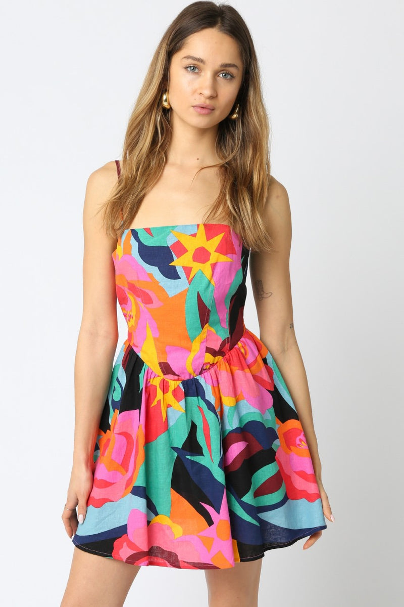 FRIS LINEN DRESS- MULTI