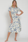 ARIA BELTED SHIRT DRESS- BLUE/IVORY