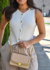 SPLIT HEM SWEATER VEST- WHITE