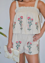 EMBROIDERED SUMMER TANK- OATMEAL