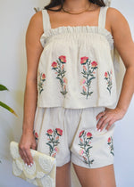 EMBROIDERED SUMMER TANK- OATMEAL