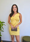 KNOT TWIST MINI DRESS- YELLOW