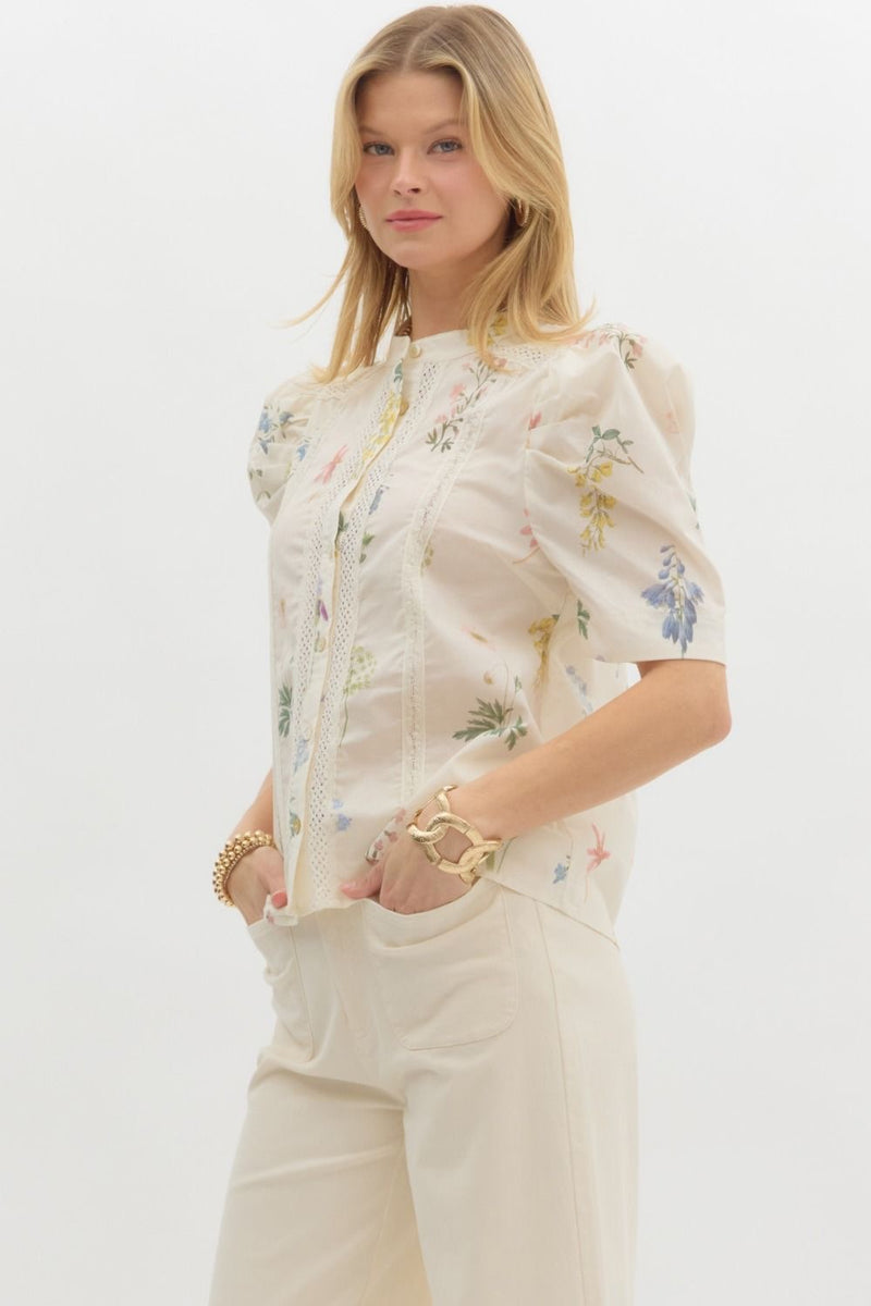 WHIMS FLORAL BLOUSE- CREAM