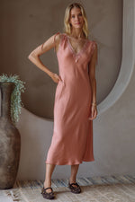 LACE TRIM SLIP DRESS- BLUSH