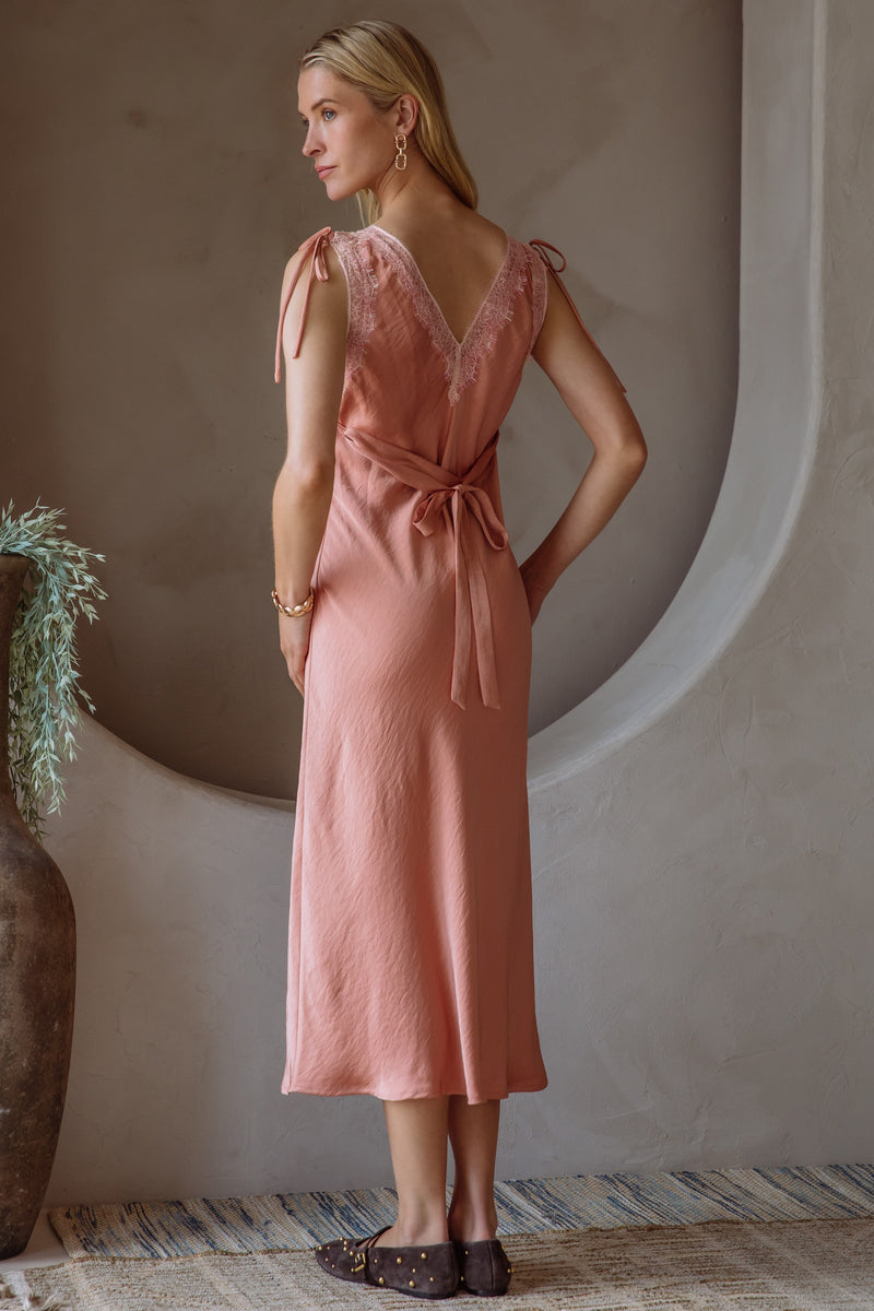 LACE TRIM SLIP DRESS- BLUSH