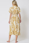 SKYLAR DOLMAN SLEEVE MIDI DRESS- IVORY/YELLOW