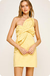 KNOT TWIST MINI DRESS- YELLOW