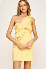 KNOT TWIST MINI DRESS- YELLOW