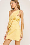 KNOT TWIST MINI DRESS- YELLOW
