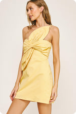 KNOT TWIST MINI DRESS- YELLOW