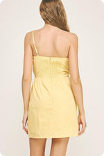 KNOT TWIST MINI DRESS- YELLOW