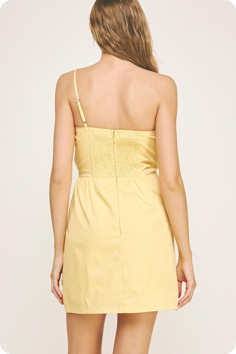 KNOT TWIST MINI DRESS- YELLOW