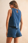DENIM ASYMETRIC TOP- DENIM