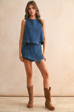 DENIM ASYMETRIC TOP- DENIM