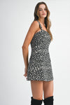 LEOPARD SQUARE NK MINI DRESS- LEOPARD