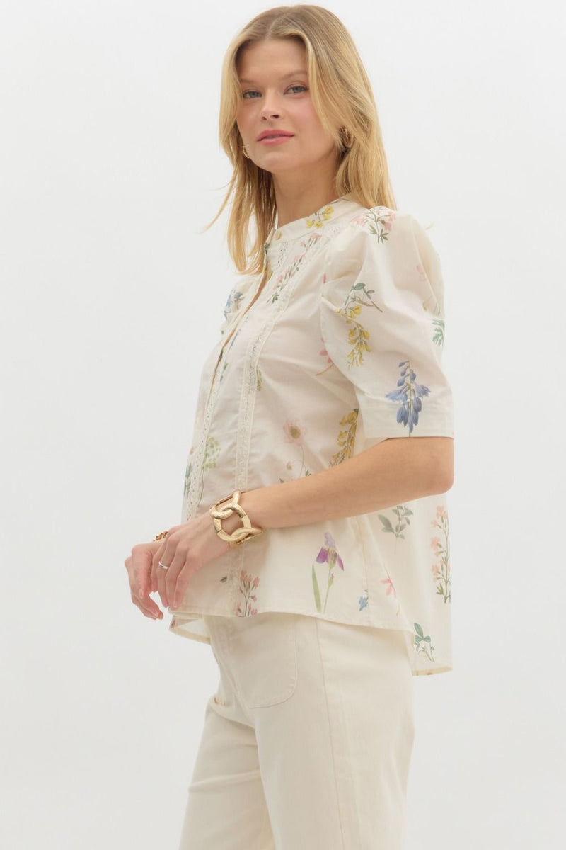 WHIMS FLORAL BLOUSE- CREAM